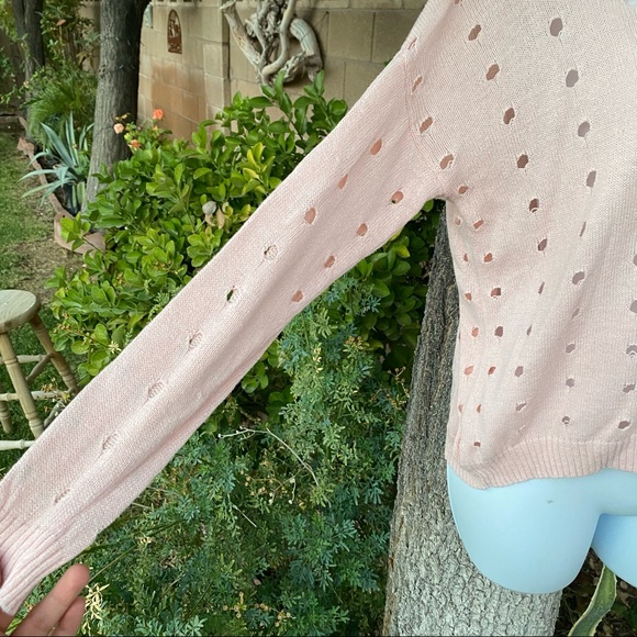 Forever 21 Peach Pink Distressed Sweater Top - Picture 2 of 6